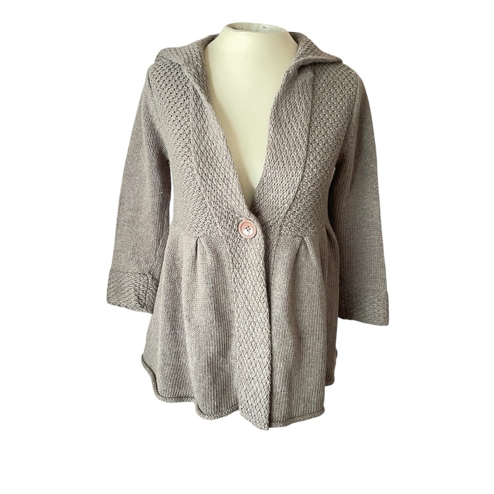 Like Love Cardigan Brown Hooded Casual Classic Cotton Sweater Size Small